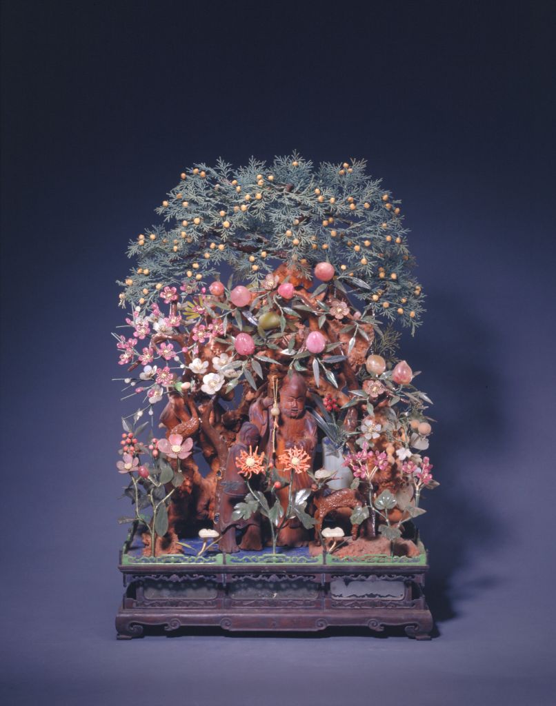 图片[1]-Woodcarving fairy jade flower bonsai-China Archive